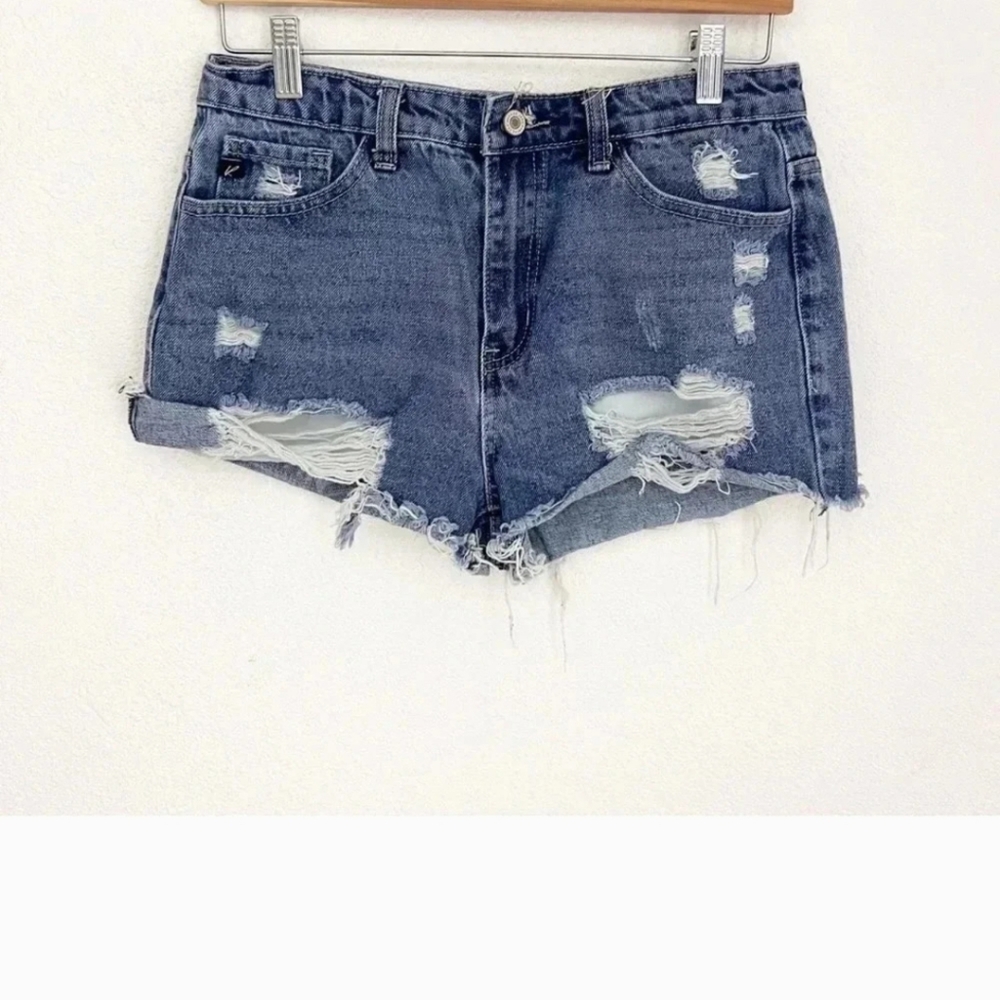 Kancan Distressed Cut-Off Jean Shorts, Size Medium